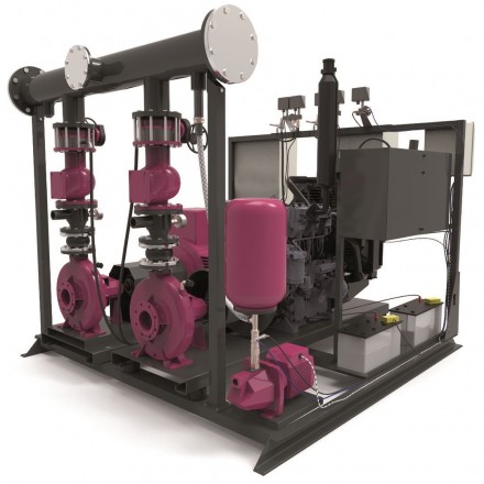 Grup de pompare antiincendiu EN12845 EN BG PEM SN3E-80-250-E EVR + V18